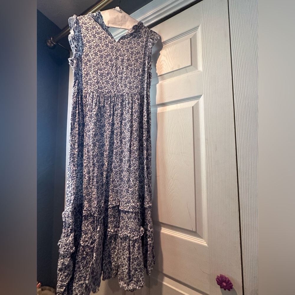 Universal Thread Blue And White Ruffled Long Dress - image 2